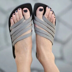 Anthropologie Abramey grey leather Strappy sandal  artisan style size 39 US 8.5